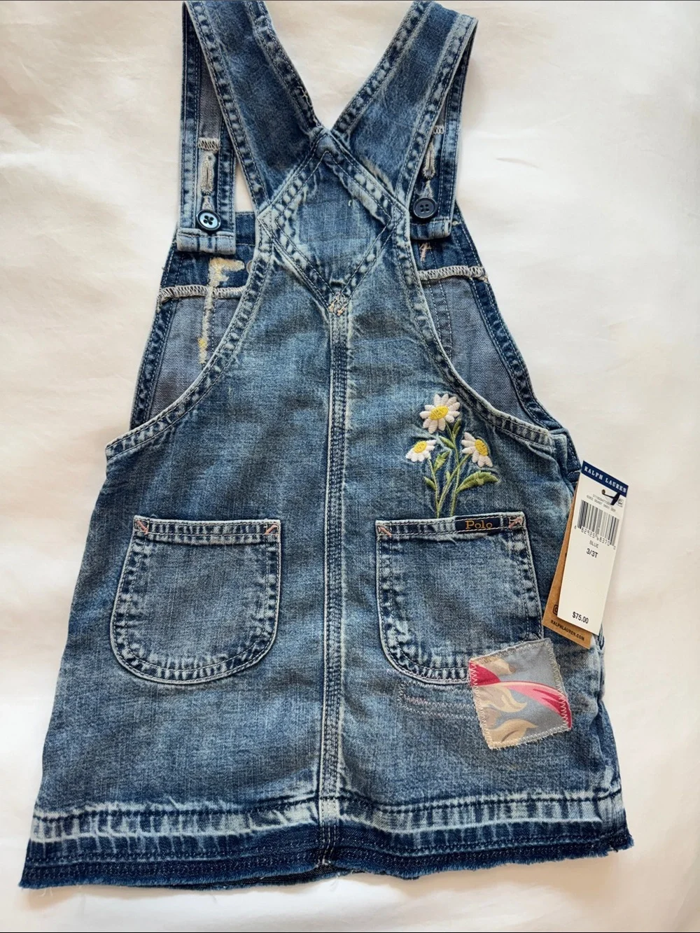 Toddler Girl Ralph Lauren Blue Denim Patchwork Overall Dress